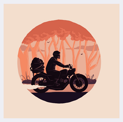 Motorcycle traveller illustration motorcycletravel motorcyclist nature travelillustration travelling woodsillustration