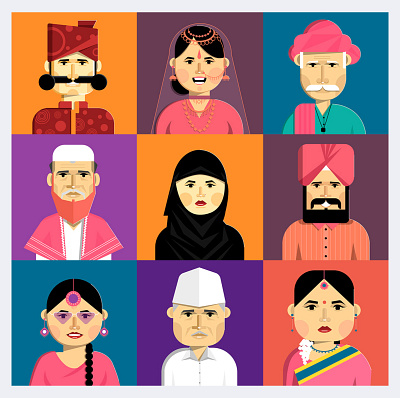 Indian faces illustration illustrationart indianfaces indianillustrations indianpeople peopleillustration