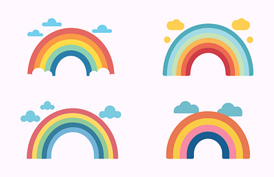 Colored Boho Rainbows vector illustration Set graphic design icon