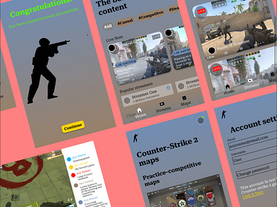 Counter-strike 2 game companion app UI design animation counter strike 2 cs 2 design a video game app in figma figma high fidelity mockup mobile app ui design motion graphics ui