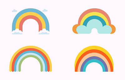 Colored Boho Rainbows vector illustration Set icon