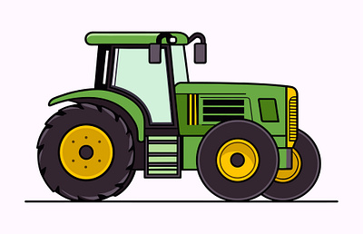 Agricultural Farm Tractor flat Vector illustration graphic design vintage tractor