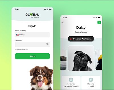 Global Pet Security – Custom Mobile App for Dog Owners app design application healthcare mobile mobile design pet retail