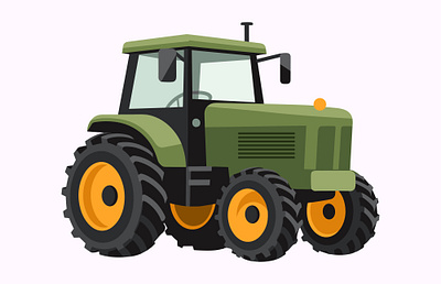 Agricultural Farm Tractor flat Vector illustration graphic design vintage tractor