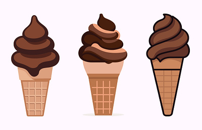 Chocolate Ice Cream Flat Vector illustration Set cool graphic design