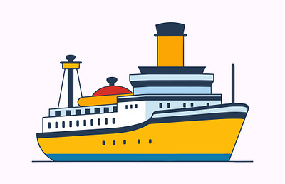 Ship Trawler Flat Vector illustration art graphic design