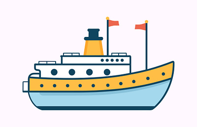 Ship Trawler Flat Vector illustration art graphic design