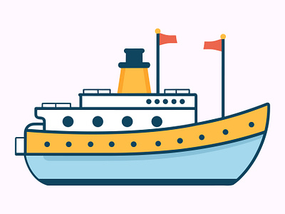 Ship Trawler Flat Vector illustration art graphic design