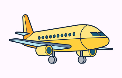 Airplane Flat Vector illustration isolated on a white background black graphic design