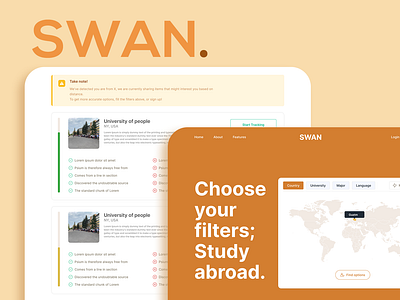 SWAN - A soft landing (2021) app graphic design ui ux