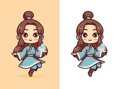 Katara from Avatar The Legend of Aang avatar cartoon cartoon design chibi cute design illustration katara logo mascot photoshop vector