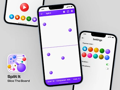 Split It - Slice The Board Game App Ui Design ball ballgame game gameapp gameui logo redesign redesign solution ui ui design