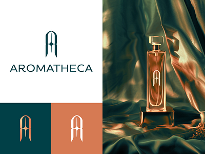 Aromatheca perfume logo aroma branding cosmetics graphic design letter a logo perfume