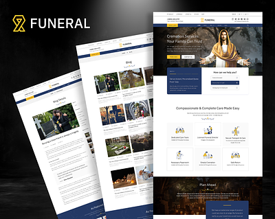 Funeral and Cremation Service Web UI Kit design figma design funeral funeral service funeral service website services ui ui design ux web ui kit