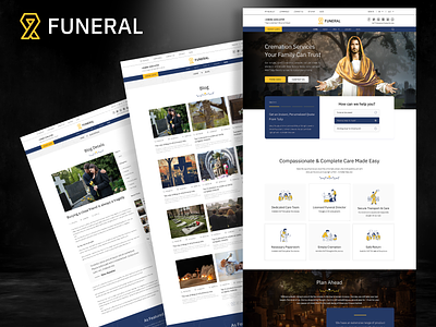 Funeral and Cremation Service Web UI Kit design figma design funeral funeral service funeral service website services ui ui design ux web ui kit