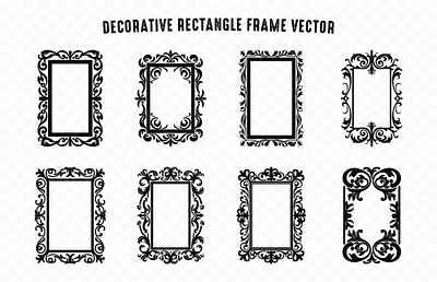 Decorative Rectangle Border Frame Vector set graphic design isolated