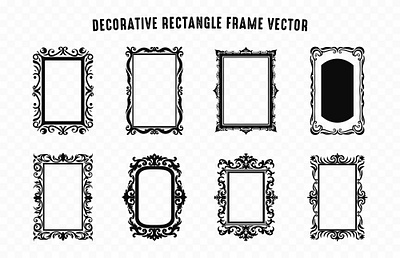 Decorative Rectangle Border Frame Vector set graphic design isolated