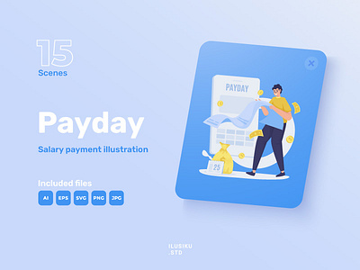 Payday Illustration Set banking business cartoon character design economy employee financial illustration income investment money office paycheck payday salary schedule ui vector worker