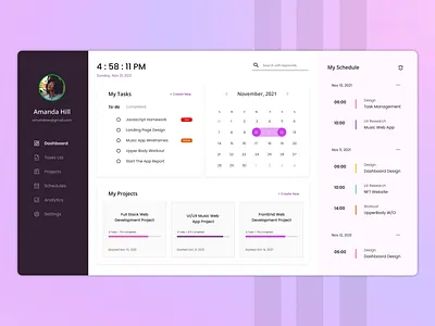 Project Manager Dashboard UI Design (light) aesthetic design dark mode dashboard design design dribbble website design graphic design home page design light mode project management ui ui design uiux web design website design
