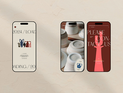 Homo Faber, mobile & social media screens branding craftsmanship identity illustration social media stickers ui design vases webdesign