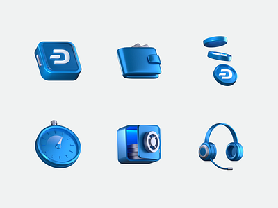 Icons for Dash website 3d 3d icon blender crypto finance icon illustration