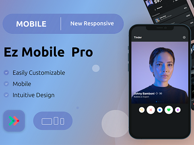 Ez Mobile App Pro Web Template bubble.io design eazycode mobile mobile app nocode social tinder web template