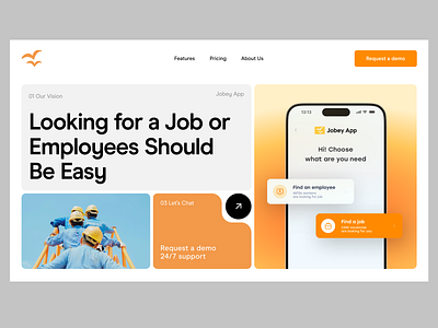 Recruitment oriented app Jobey: Landing Page / Home Page UI ui