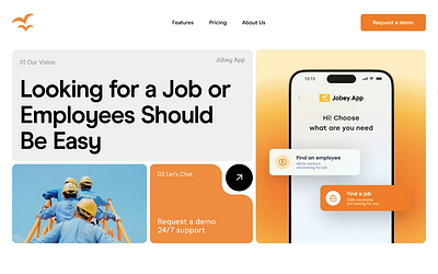 Recruitment oriented app Jobey: Landing Page ui