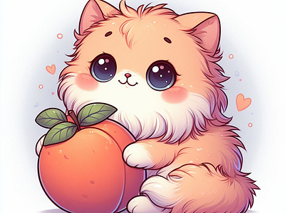 Peachy Cat adorable fruit affinity designer art peach cat lovers cut cat cute design digivibes illustration lovely design nature nature lovers peach and cat peachy cat peachy kitten pet