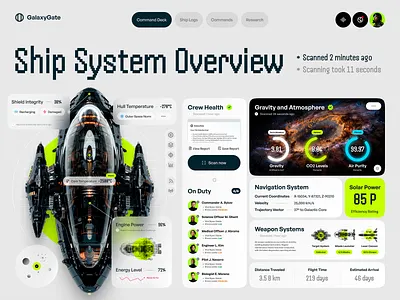 Space Vibrant UI: Ship System App Design ai art app app ui dashboard dashboard ui grid home screen illustration midjourney module ui space ui team dashboard ui ux ux ui vibrant