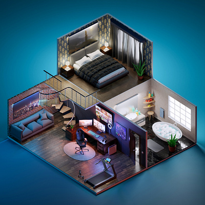 Sweet Home 3d 3d illustration 3d interior 3d modeling arhiviz digital 3d diorama home interior isometric room design