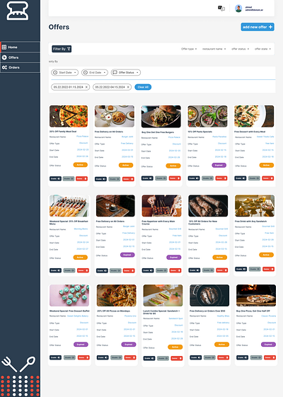 Offers Feature in a restaurant System restaurant system ui uxui design visual design