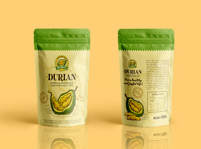 (DURIAN) pouch design food packaging design amazon design amazon product design box design branding design durian food packaging design graphic design illustration label design logo pouch design ui