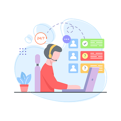 Customer Support customer care customer services customer support design graphic design illustration online care online service ui vector work space workplace