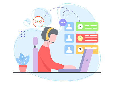 Customer Support customer care customer services customer support design graphic design illustration online care online service ui vector work space workplace