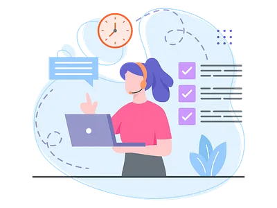 Remote Working business call customer service design female person graphic design illustration online business online services support ui vector