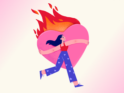 Bring Love DTIYS burning challenge character creative design flame graphic design heart illustration love procreate