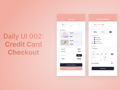 Daily UI Challenge 002: Credit Card Checkout animation app dailyui dail dailyuichallenge design figma graphic design typography ui ui design