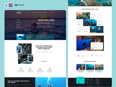 DiveX – Scuba Diving & Water Sports Elementor Template branding design elementor template graphic design ui web design