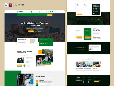 WastePosal – Waste Pickup & Disposal Services Elementor Template branding design elementor template graphic design ui web design