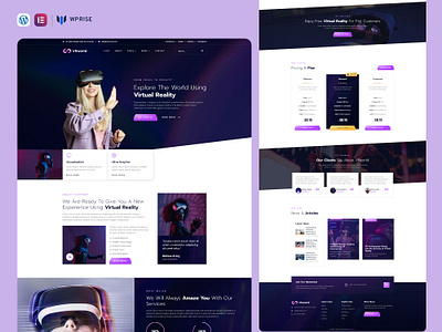 VRworld – Augmented & Virtual Reality Services Elementor Templat branding design elementor template graphic design ui web design