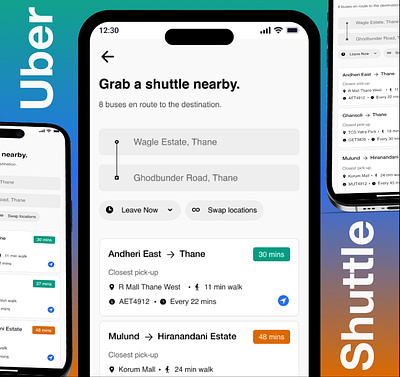 Uber Shuttle-Concept app mobile app design ola shuttle uber uber eats