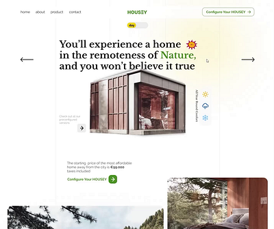 Tiny home - product homepage - draft proposal art direction graphic design interactive ui ux uxui