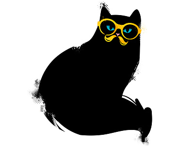 Black cat with glasses art direction cat digital art digital illustration drawing fashion illustration graphic graphic design illustration illustrator minimalist vector