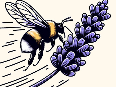 Lavender Buzz by Aravind Reddy Tarugu aravind art bee friendly botanical bumblebee design flight motion flowers garden illustration insects lavender nature nectar search pollination purple reddy tarugu vector wildlife