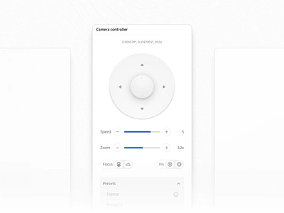 Camera controller affordance camera controller image interaction design joystick minimal neumorphism product design record skeuomorphism ui video