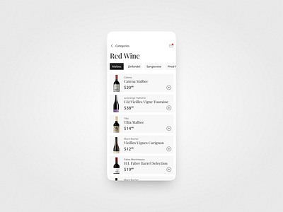 List of Products - UI Design category design luxury mobile mobiledesign products ui ui design wine