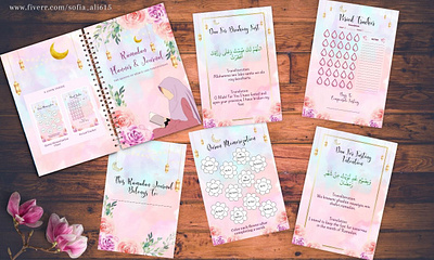 Ramadan Planner & Journal amazon kdp arabic design dua fasting graphic design hijab ibadah tracker islam islamic planner lamps moons muslim journal muslim women period tracker quran ramadan planner ramadan prep rose watercolor