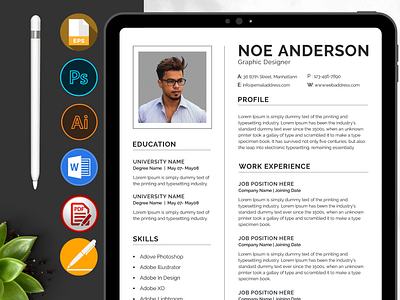 Professional Resume / CV Template clean clean cv clean resume cover letter curiculum vitae cv design elegant resume modern resume professional resume resume simple resume template