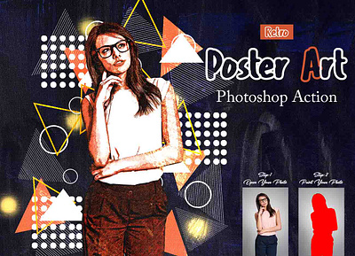 Retro Poster Art Photoshop Action 80s retro